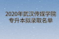 2020年武汉传媒学院专升本拟录取名单