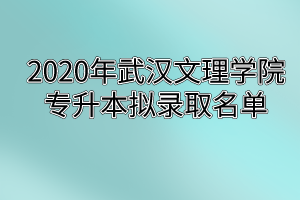 2020年武汉文理学院专升本拟录取名单