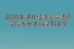 2020年湖北经济学院法商学院专升本拟录取名单