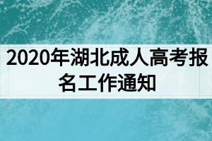 2020年湖北成人高考报名工作通知