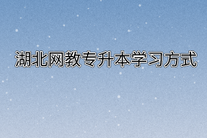 湖北网教专升本学习方式