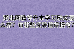 湖北网教专升本学习形式怎么样？有哪些优势值得报考？