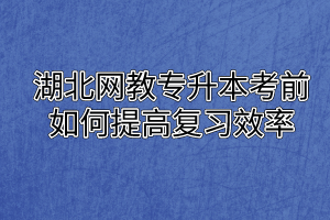 湖北网教专升本考前如何提高复习效率