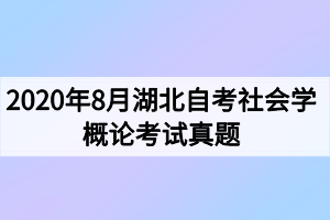 2020年8月湖北自考社会学概论考试真题