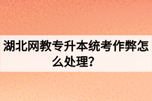 湖北网教专升本统考作弊怎么处理？