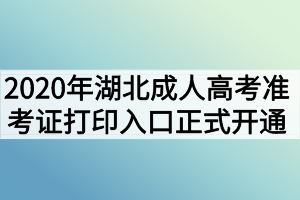 2020年湖北成人高考准考证打印入口正式开通