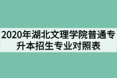 2020年湖北文理学院普通专升本招生专业对照表