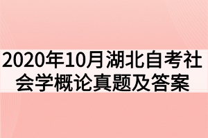 2020年10月湖北自考社会学概论真题及答案