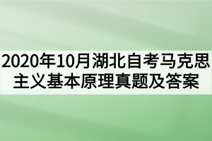 2020年10月湖北自考马克思主义基本原理真题及答案