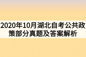 2020年10月湖北自考公共政策部分真题及答案解析