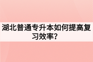 湖北普通专升本如何提高复习效率？