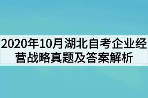 2020年10月湖北自考企业经营战略部分真题及答案解析