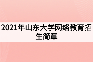 2021年山东大学网络教育招生简章