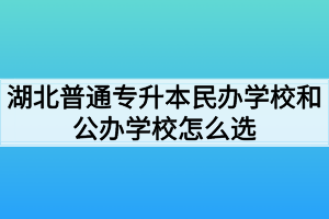 湖北普通专升本民办学校和公办学校怎么选