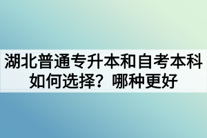 湖北普通专升本和自考本科如何选择？哪种更好