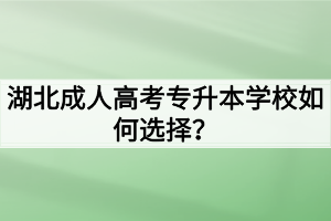 湖北成人高考专升本学校如何选择？