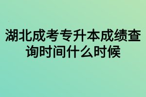 湖北成考专升本成绩查询时间什么时候