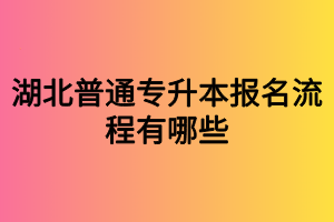 湖北普通专升本报名流程有哪些