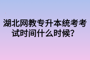 湖北网教专升本统考考试时间什么时候？