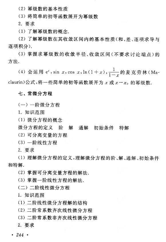 湖北成人高考专升本高等数学（一）考试大纲