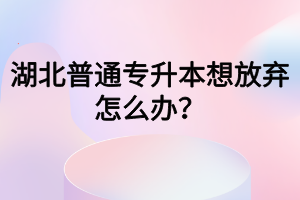 湖北普通专升本想放弃怎么办?