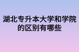 湖北专升本大学和学院的区别有哪些?