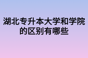 湖北专升本大学和学院的区别有哪些？