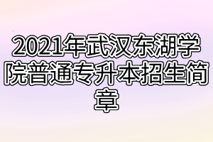 2021年武汉东湖学院普通专升本招生简章