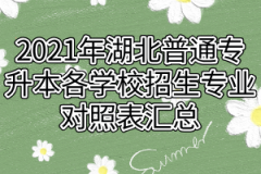 2021年湖北普通专升本各学校招生专业对照表汇总