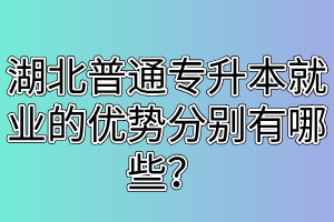 湖北普通专升本就业的优势分别有哪些?升本和就业怎么选