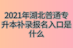 2021年湖北普通专升本补录报名入口是什么