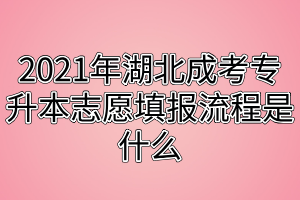 2021年湖北成考专升本志愿填报流程是什么