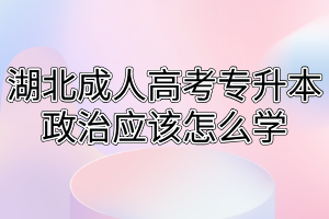 湖北成人高考专升本政治应该怎么学