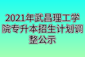 2021年武昌理工学院专升本招生计划调整公示