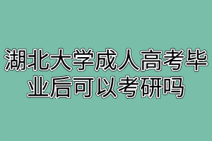 湖北大学成人高考毕业后可以考研吗