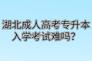 湖北成人高考专升本入学考试难吗?