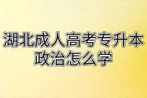 湖北成人高考专升本政治怎么学