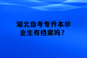 湖北自考专升本毕业生有档案吗？