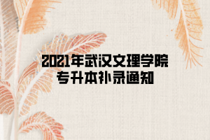2021年武汉文理学院专升本补录通知