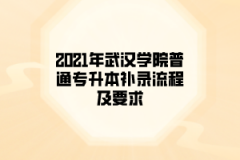 2021年武汉学院普通专升本补录流程及要求