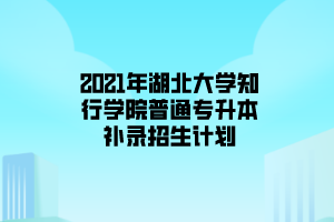 2021年湖北大学知行学院普通专升本补录招生计划