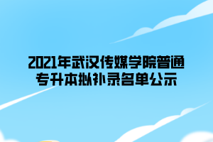 2021年武汉传媒学院普通专升本拟补录名单公示