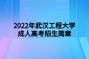 2022年武汉工程大学成人高考招生简章