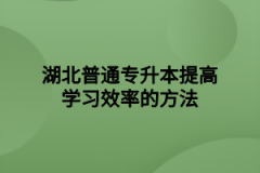 湖北普通专升本提高学习效率的方法