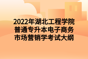 2022年湖北工程学院普通专升本电子商务市场营销学考试大纲