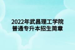 2022年武昌理工学院普通专升本招生简章