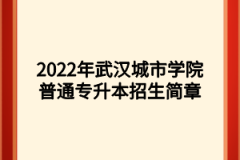 2022年武汉城市学院普通专升本招生简章