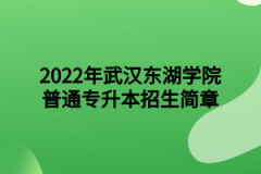 2022年武汉东湖学院普通专升本招生简章