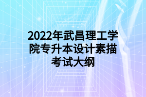 2022年武昌理工学院专升本设计素描考试大纲