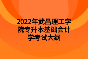 2022年武昌理工学院专升本基础会计学考试大纲